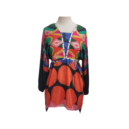 Sana Safinaz Black And Orange Print Tunic Top | Brand New |