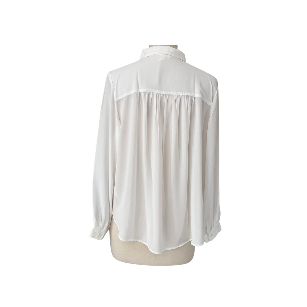 H&M White Semi Sheer Collared Shirt | Gently Used |