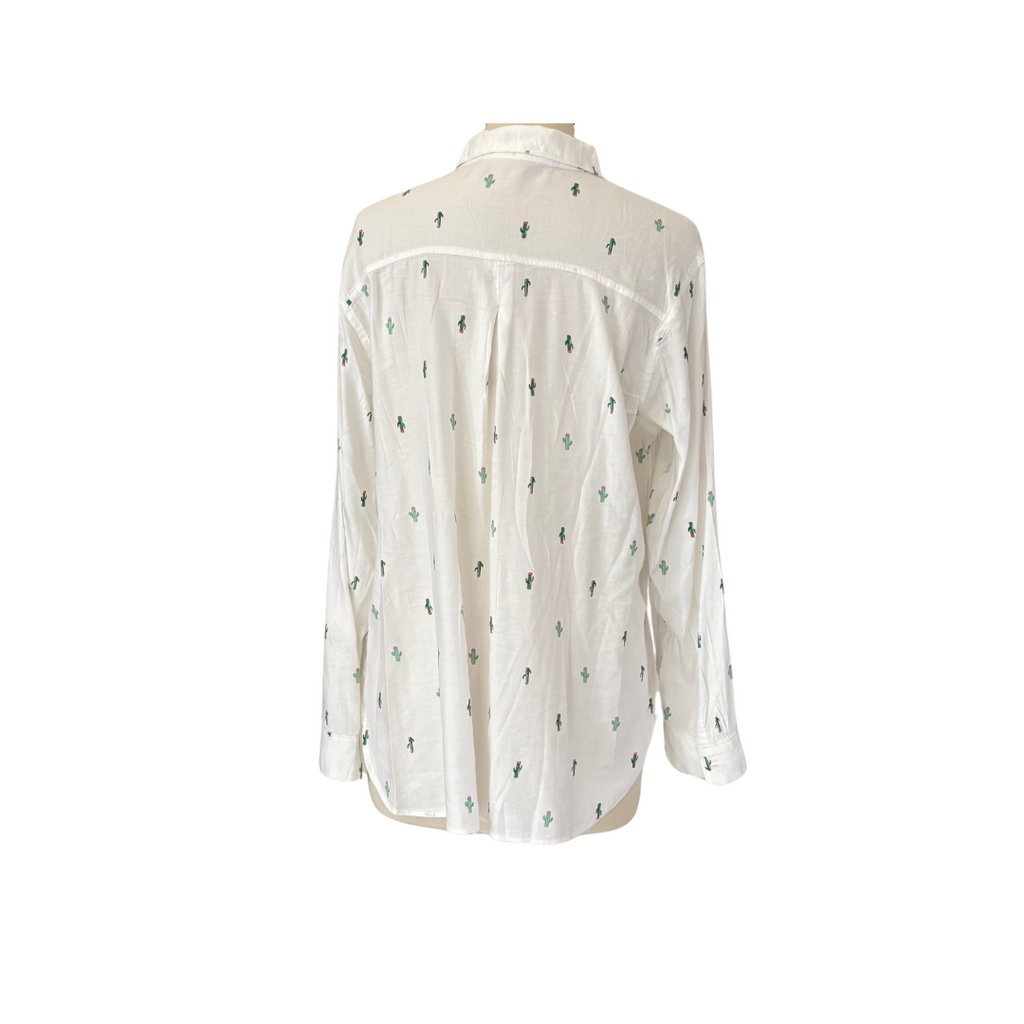 Old Navy Cactus Print White Button-down Collared Shirt | Pre Loved |
