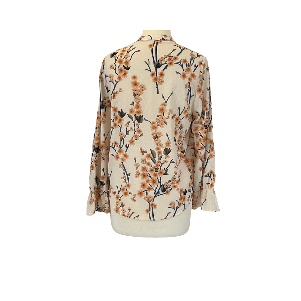 Harlowe & Graham Beige Floral Printed & Lace Blouse | Gently Used |