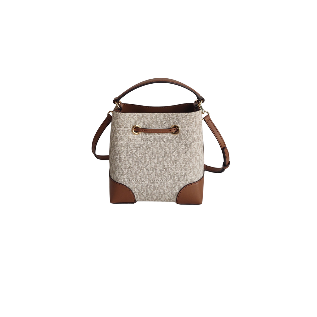 Michael Kors Brown & White Mercer Small Logo Bucket Bag | Gently Used |