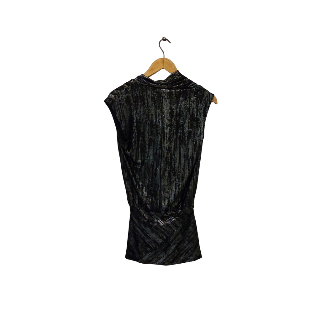 Cache Black & Silver Metallic Sleeveless Top | Gently Used |