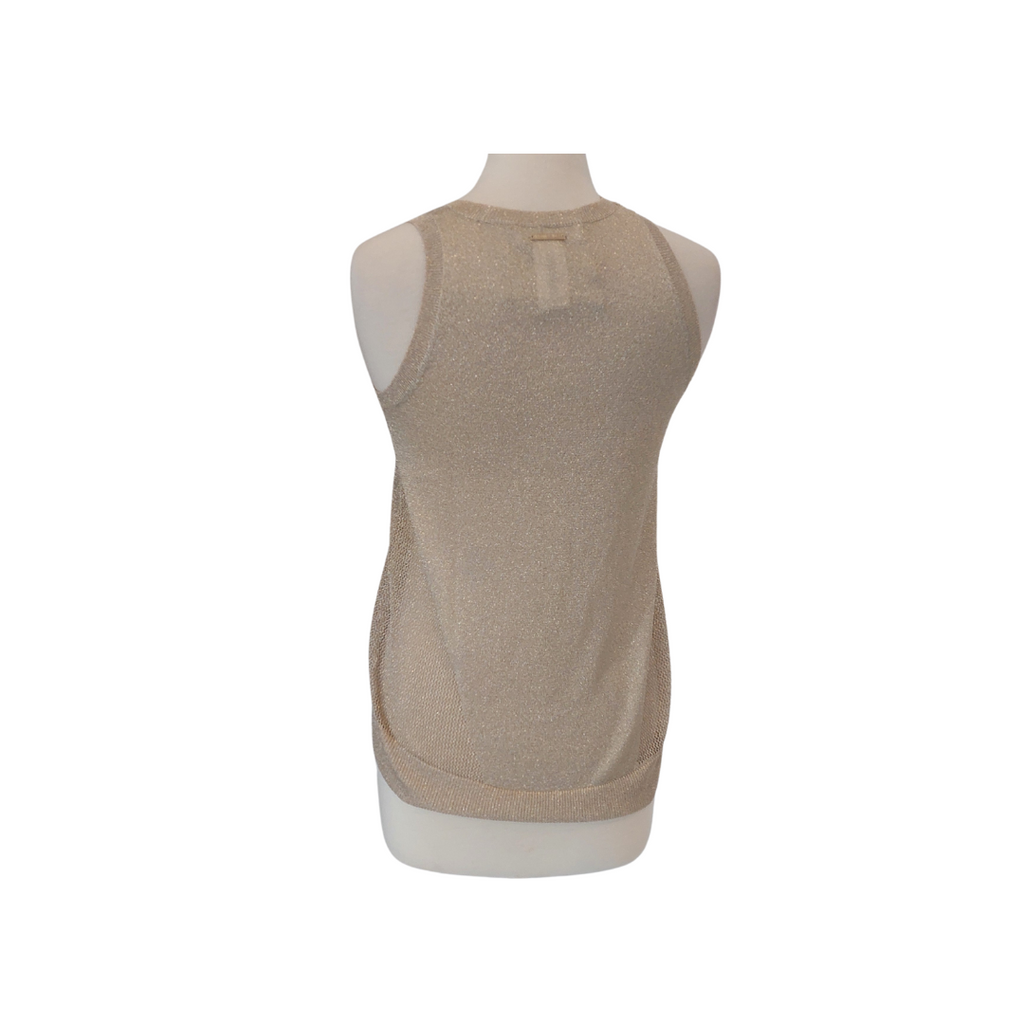 Michael Kors Gold Sheer Knit Sleeveless Top | Brand New |