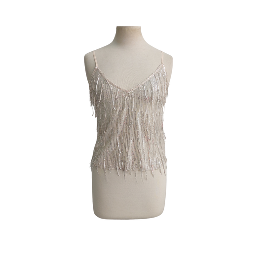 Zara Ivory Net & Sequins Top | Brand New |