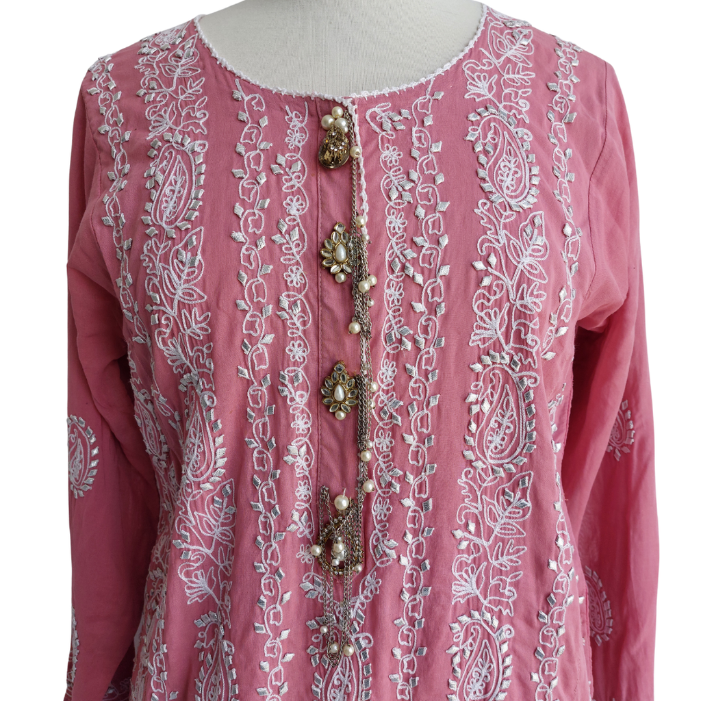 Zuri Pink Embroidered Kurta | Pre Loved |