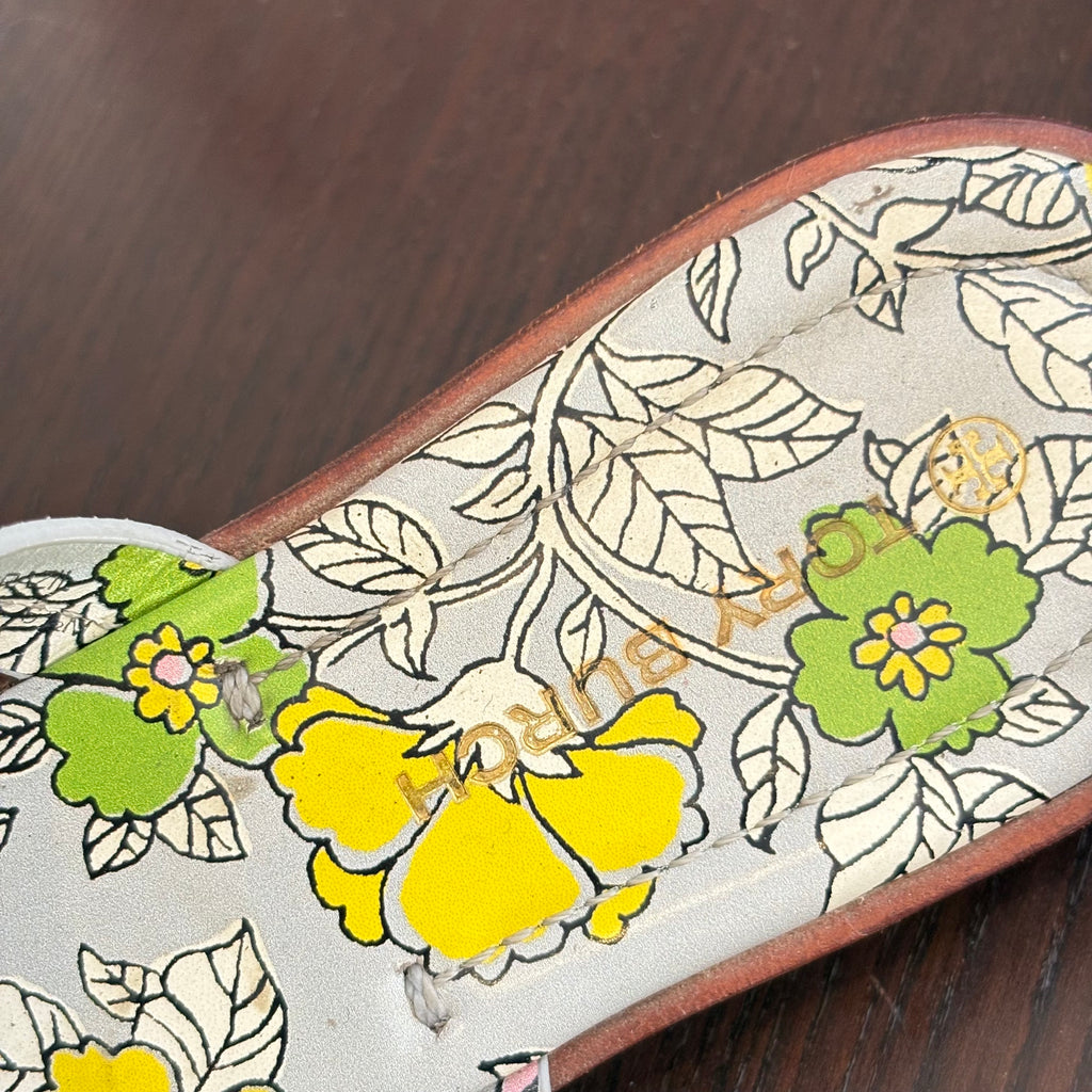 Tory Burch Floral Printed Leather 'Miller' Sandals | Gently Used |