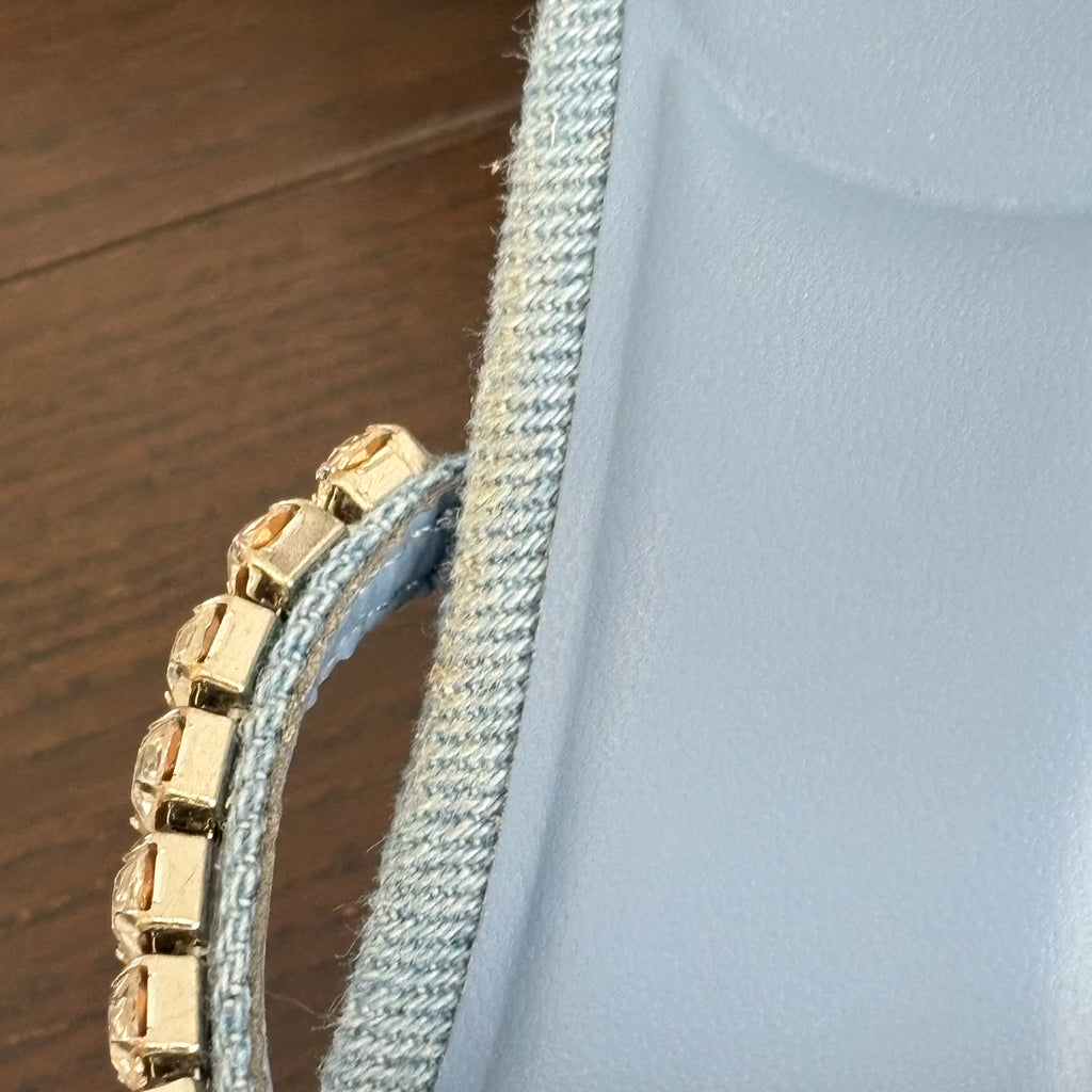 ZARA Blue Rhinestones & Denim Sandals | Brand New |