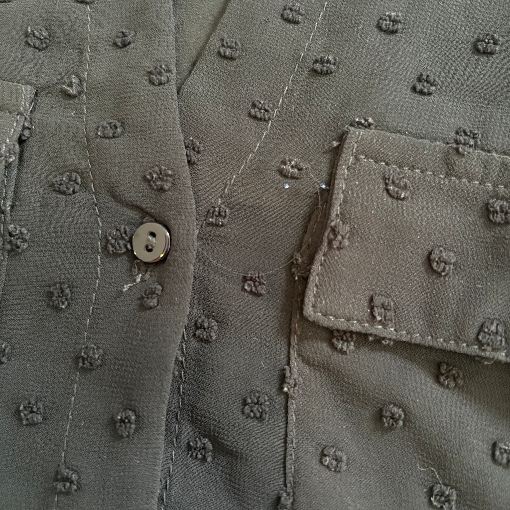 ZARA Black Sheer Textured Collared Shirt | Gently Used |