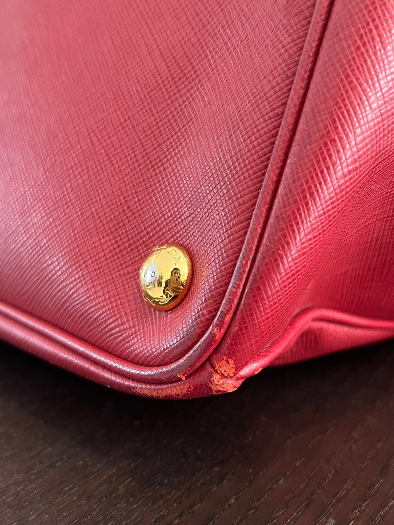 Prada Red Leather Large Tote Bag | Pre Loved |