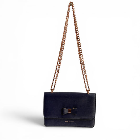 Ted Baker Navy Blue Delila Bow Leather Crossbody Bag | Pre Loved |