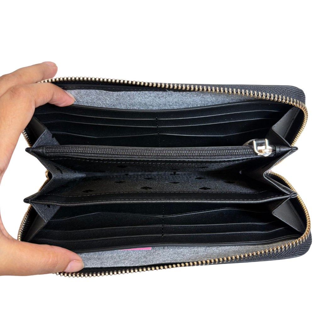 Kate Spade Black & Beige Leather Large 'Madison' Continental Wallet | Brand New |