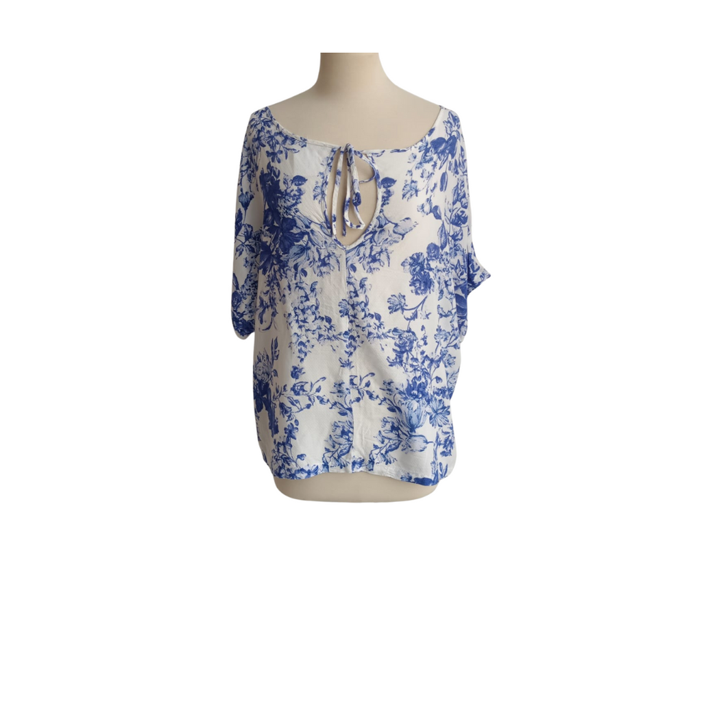 M&S White & Blue Oversize Top | Gently Used |