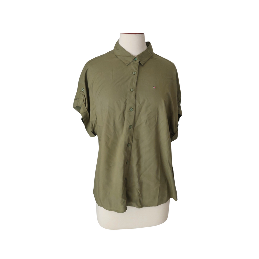 Tommy Hilfiger Army Green Button Down Shirt | Pre Loved |