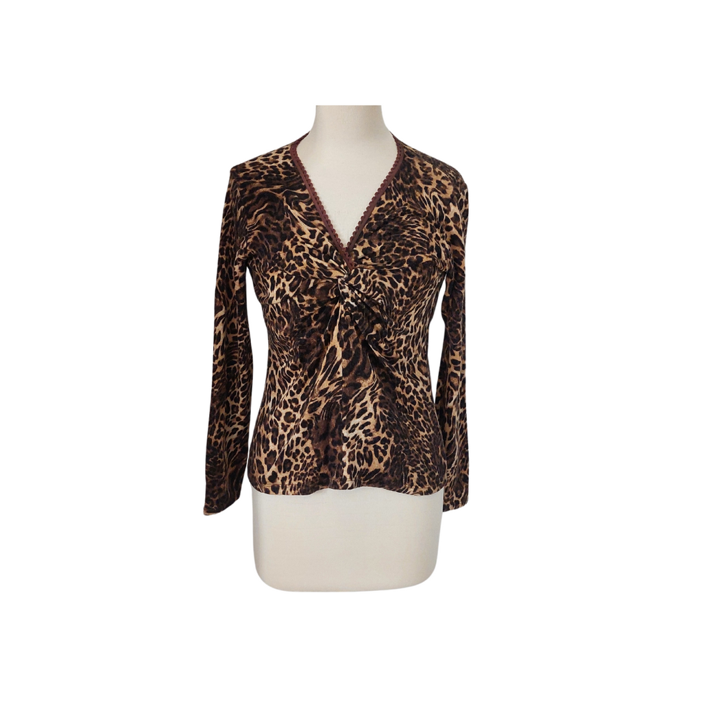 James Lakeland Cheetah Print Ruched Knit Blouse | Pre Loved |