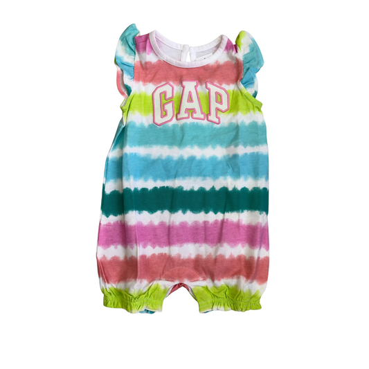 Gap White Multicolor Romper (3-6 Months) | Brand New |
