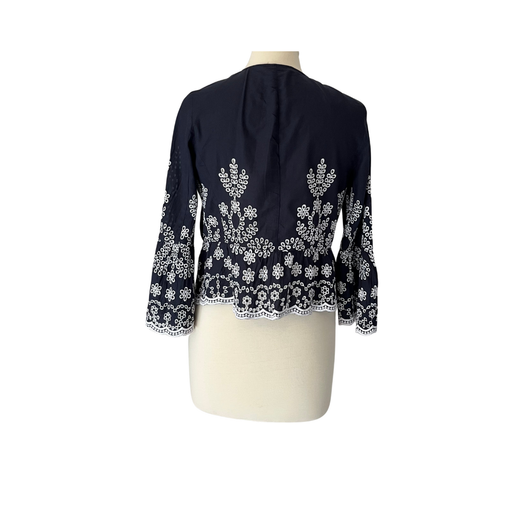 ZARA Dark-blue & White Lace Cover-up Jacket | Gently Used |