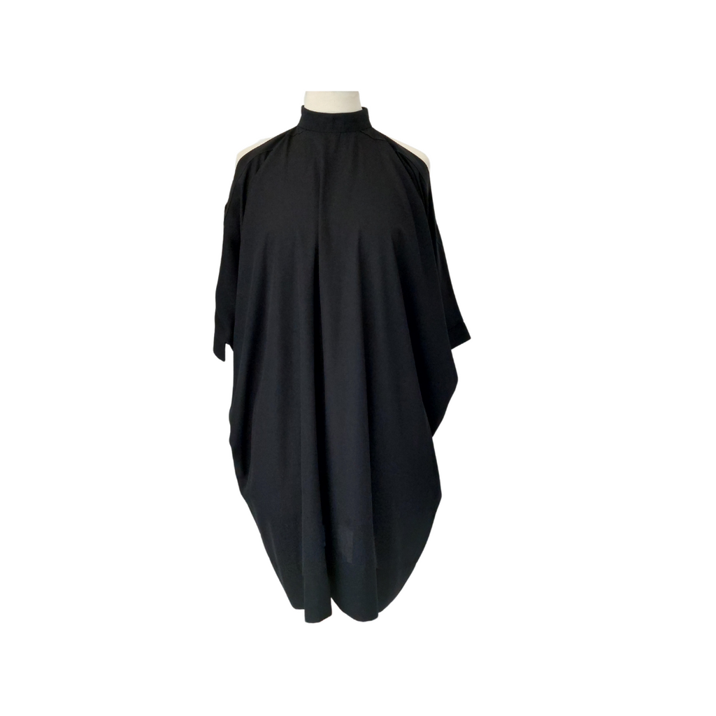 Nadia Khan Black Sheer Cold-Shoulder Poncho Top | Gently Used |