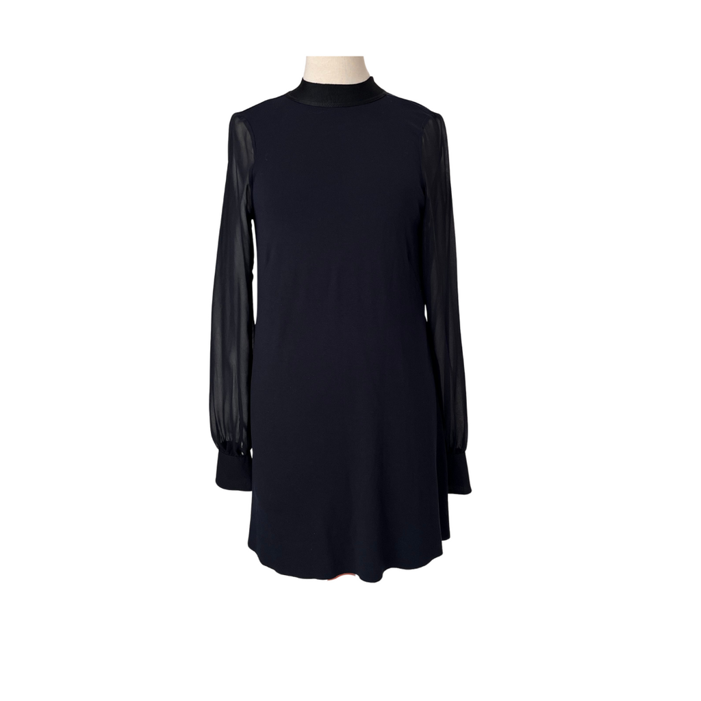 Zara Black Neck-Tie Knee Length Dress | Pre Loved |