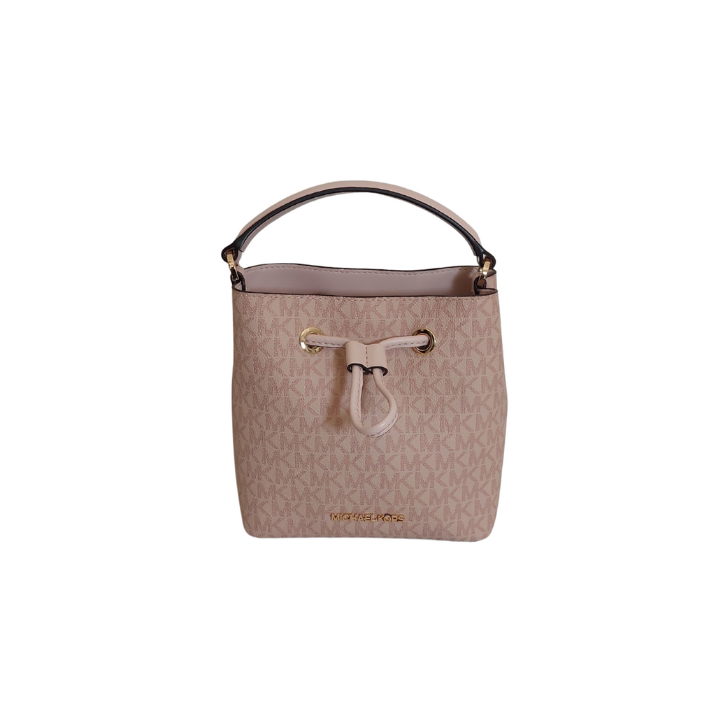 Michael Kors Powder Blush Monogrammed Canvas 'Suri' Small Bucket Bag | Gently Used |