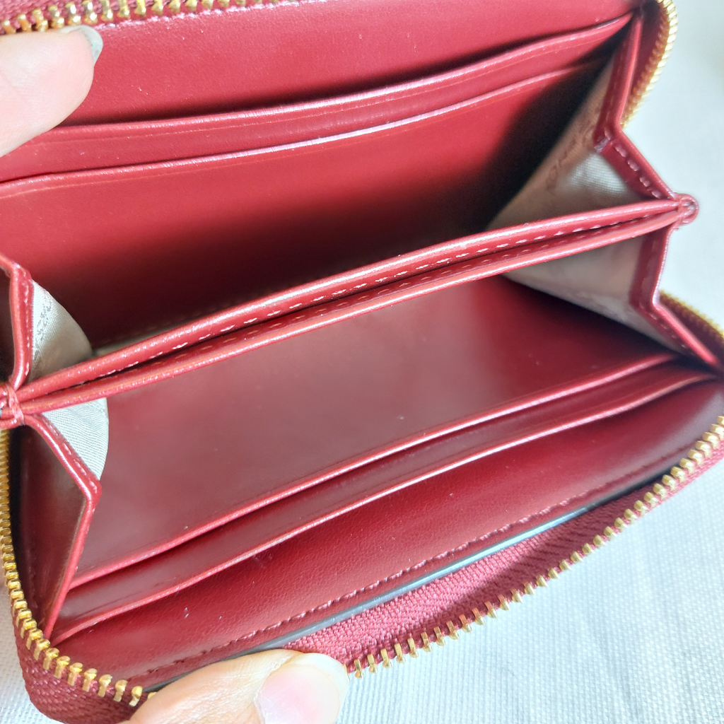 Michael Kors Deep Red Jet Set Small Zip Around Card Case | Brand New |