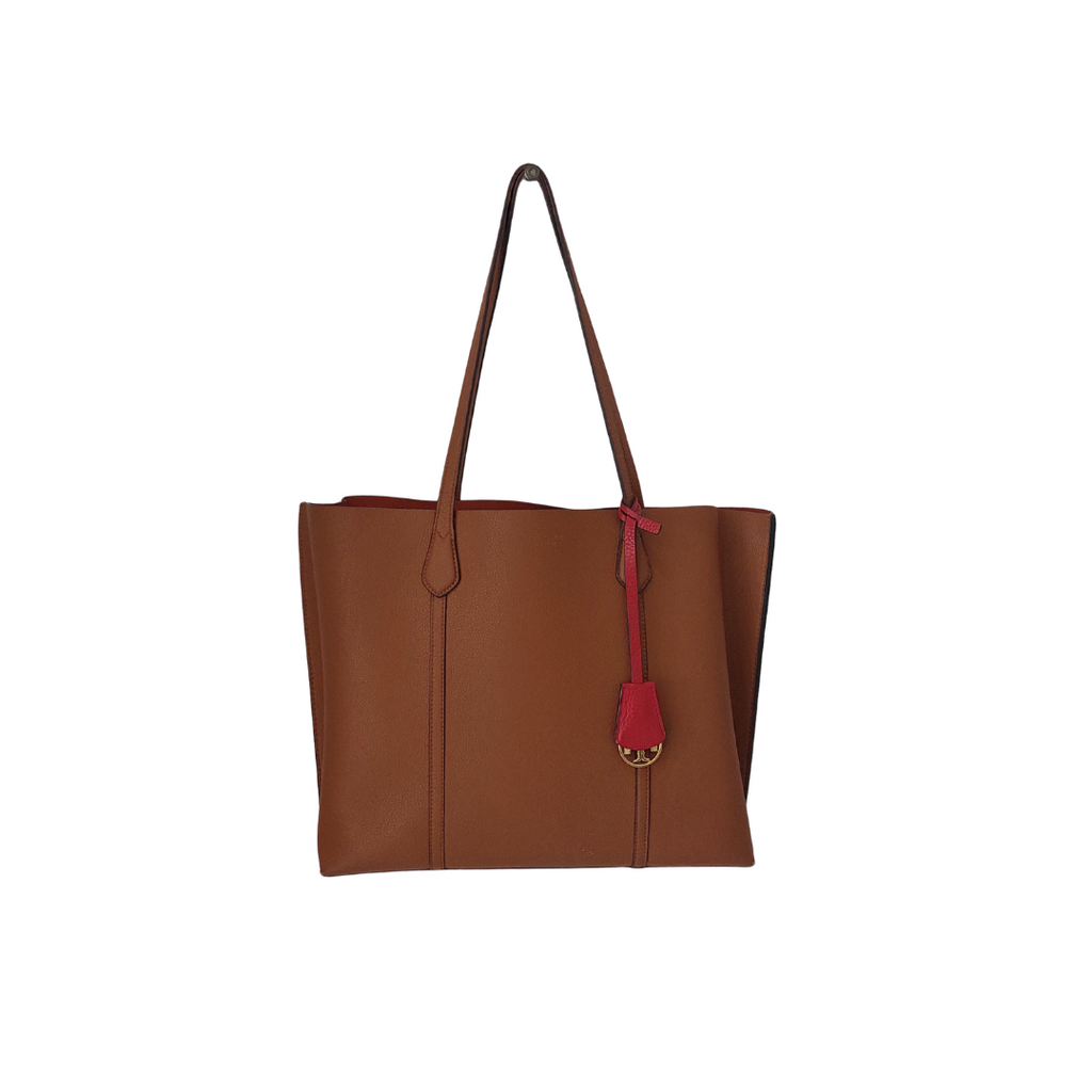 Tory Burch Brown Perry Triple Compartment Leather Tote Bag | Pre Loved |
