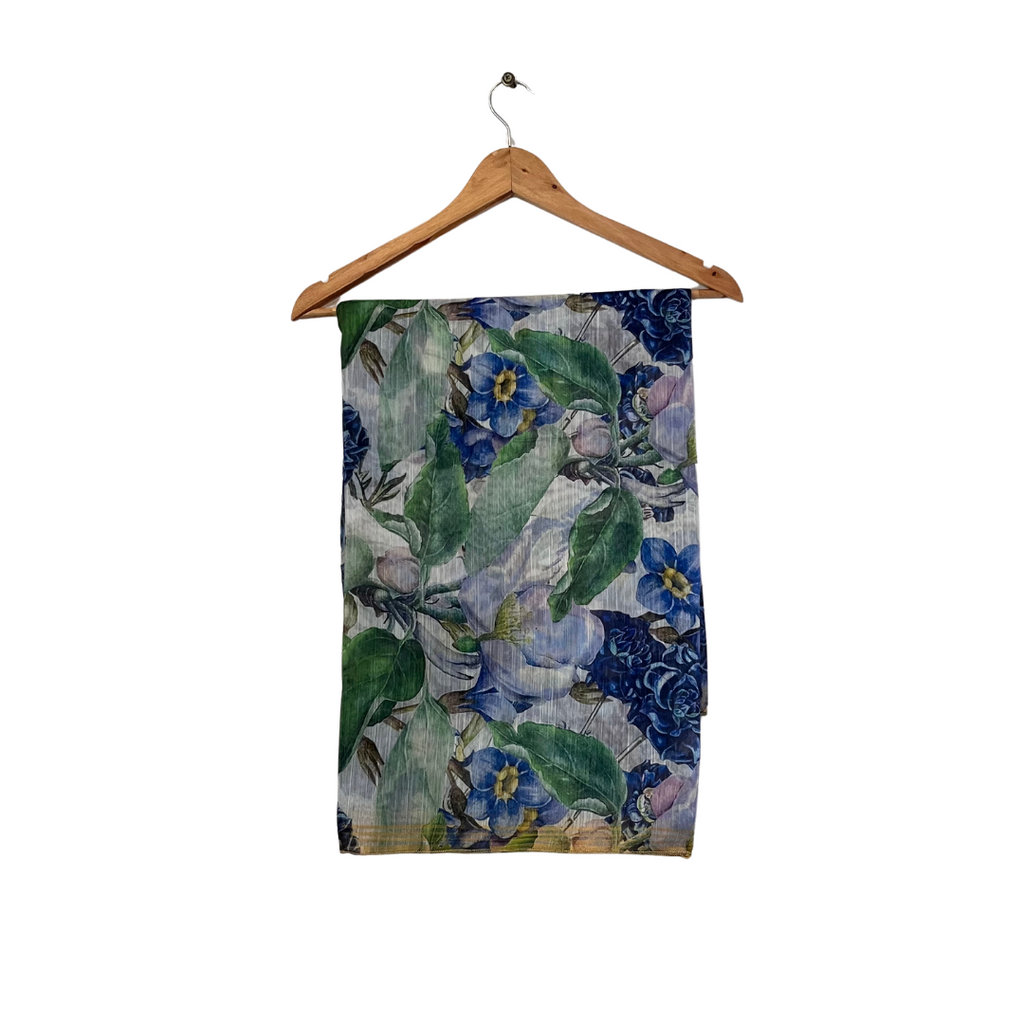 Huma Dil Nawaz Blue & Green Floral Printed 3 Piece Outfit | Gently Used |