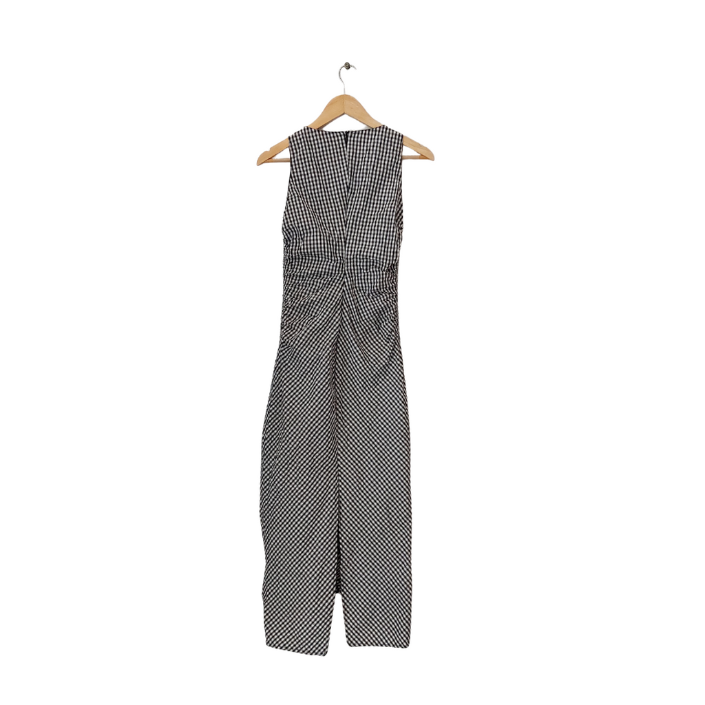 ZARA Black & White Checked Front Ruched Dress | Gently Used |
