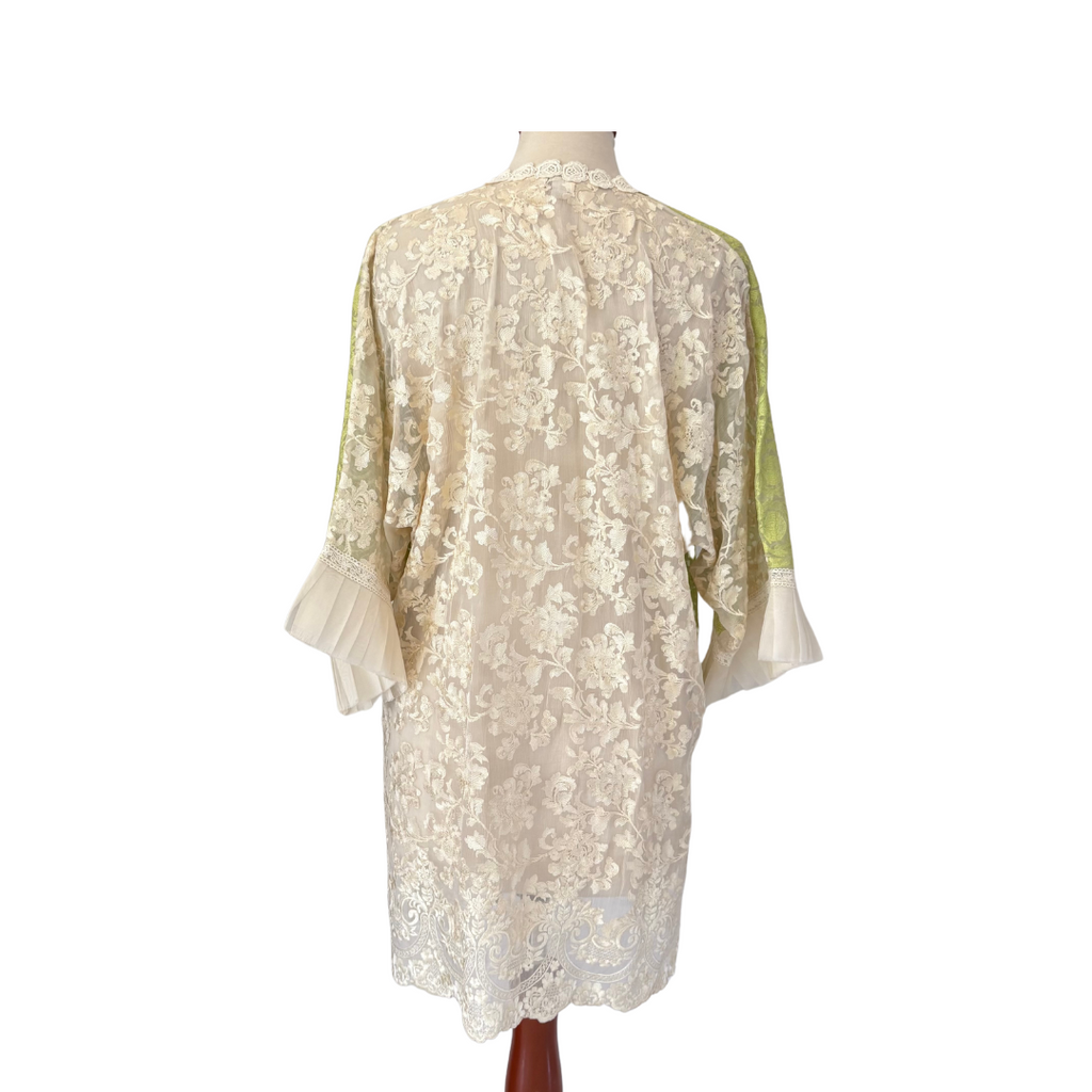 Sania Maskatiya Green & Beige Thread Embroidered Kurta | Pre Loved |