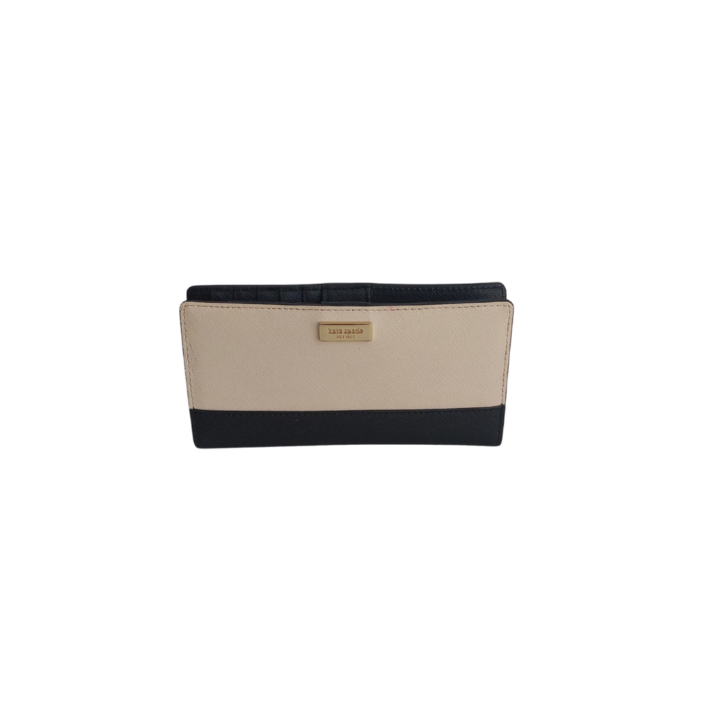 Kate Spade Cream & Black Leather Stacy Laurel Way Wallet | Pre Loved |