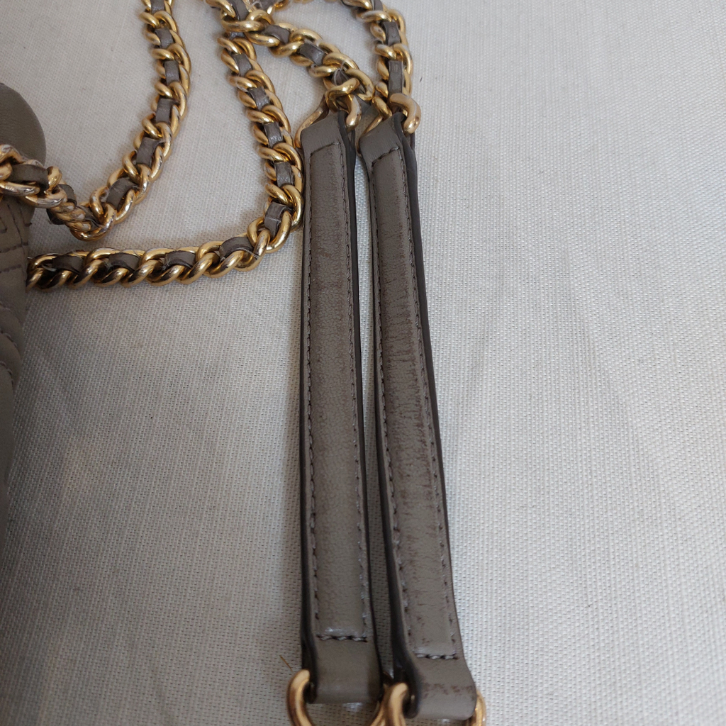 Tory Burch Grey Heron Soft Leather Fleming Tote Bag | Pre Loved |