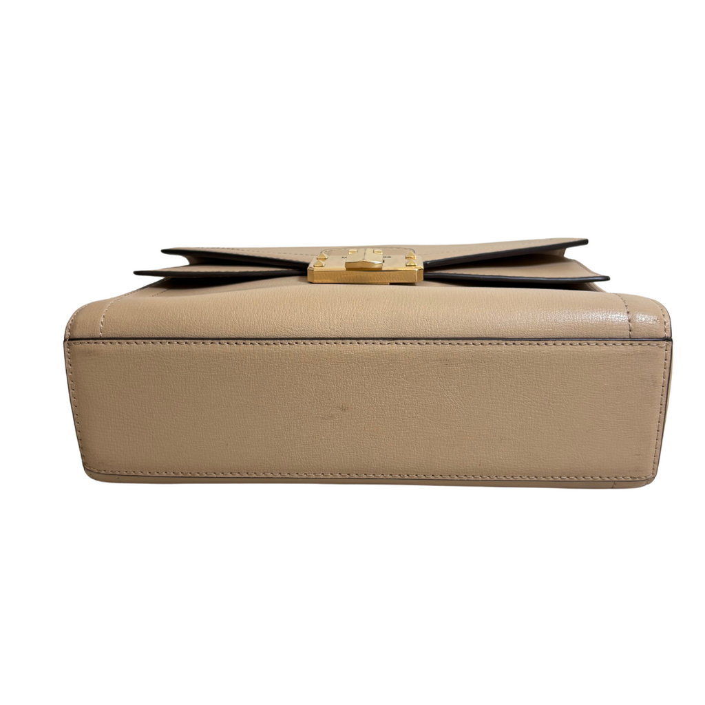 Michael Kors Kinsley Medium Beige Leather Top Handle Bag | Pre Loved |