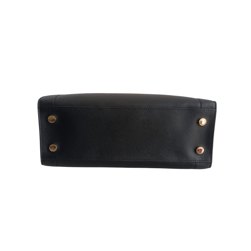 Michael Kors Black Rayne Leather Medium East West Satchel Bag | Gently Used |