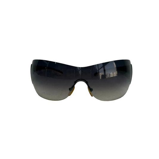 Prada Red And White Smoke Lens Shield Sunglasses | Pre Loved |