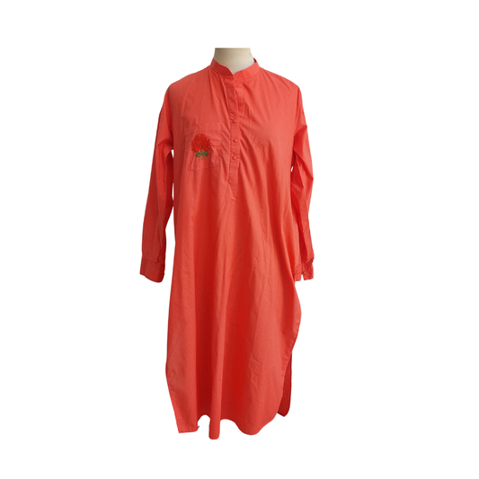 Ayesha Khurram Coral Pocket Embroidered Detail Kurta | Pre Loved |