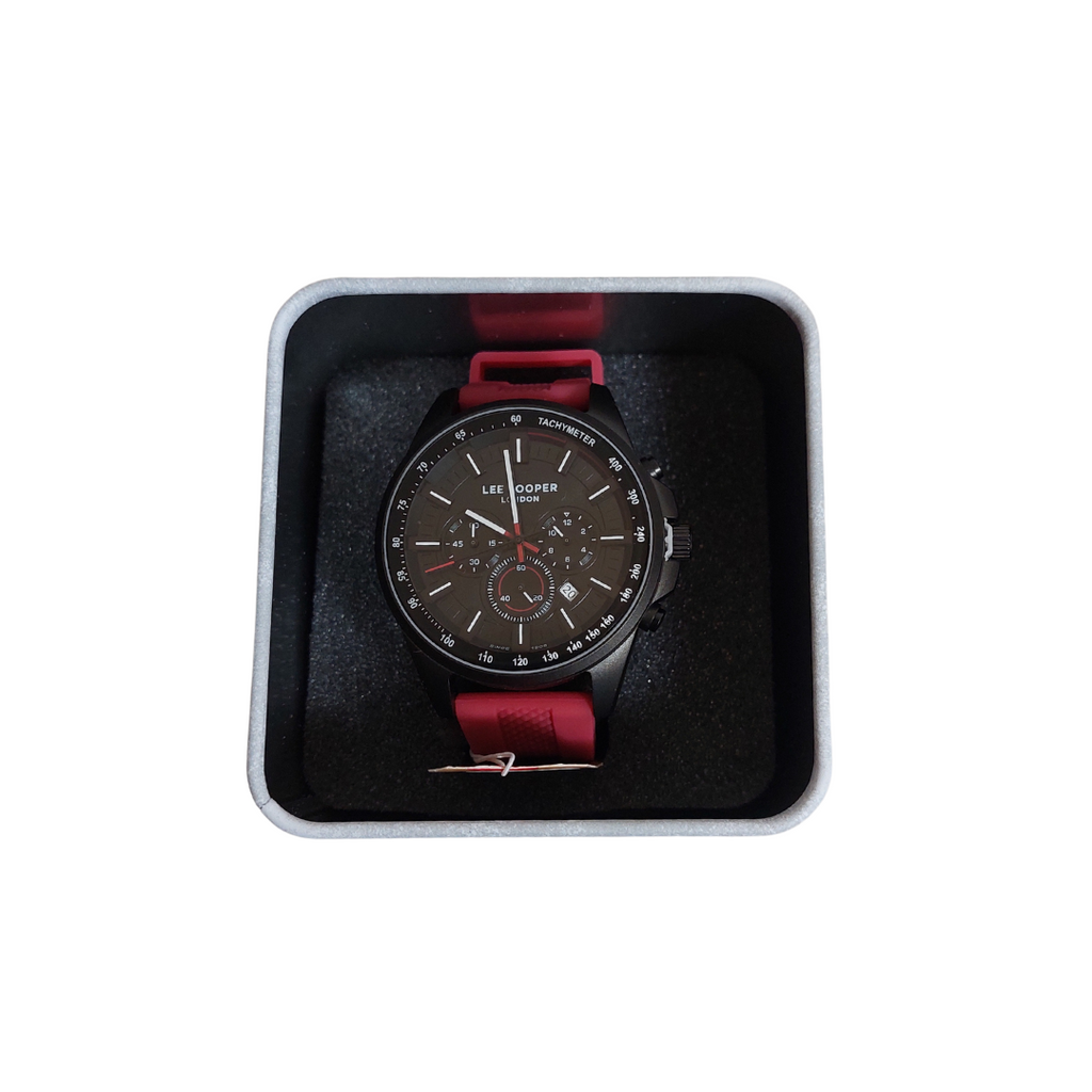 Lee Cooper Men's Multi Function LCO 7635.658 Black Dial & Silicone Strap Watch | Brand New |