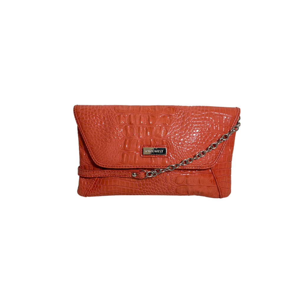 Nine West Orange Patent Leatherette Crossbody Bag | Pre Loved |