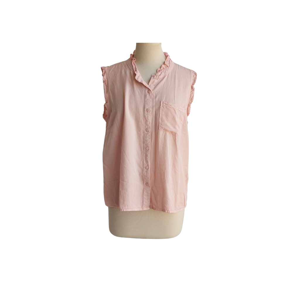 Velvet Heart Light Pink Sleeveless Button Down Top | Brand New |