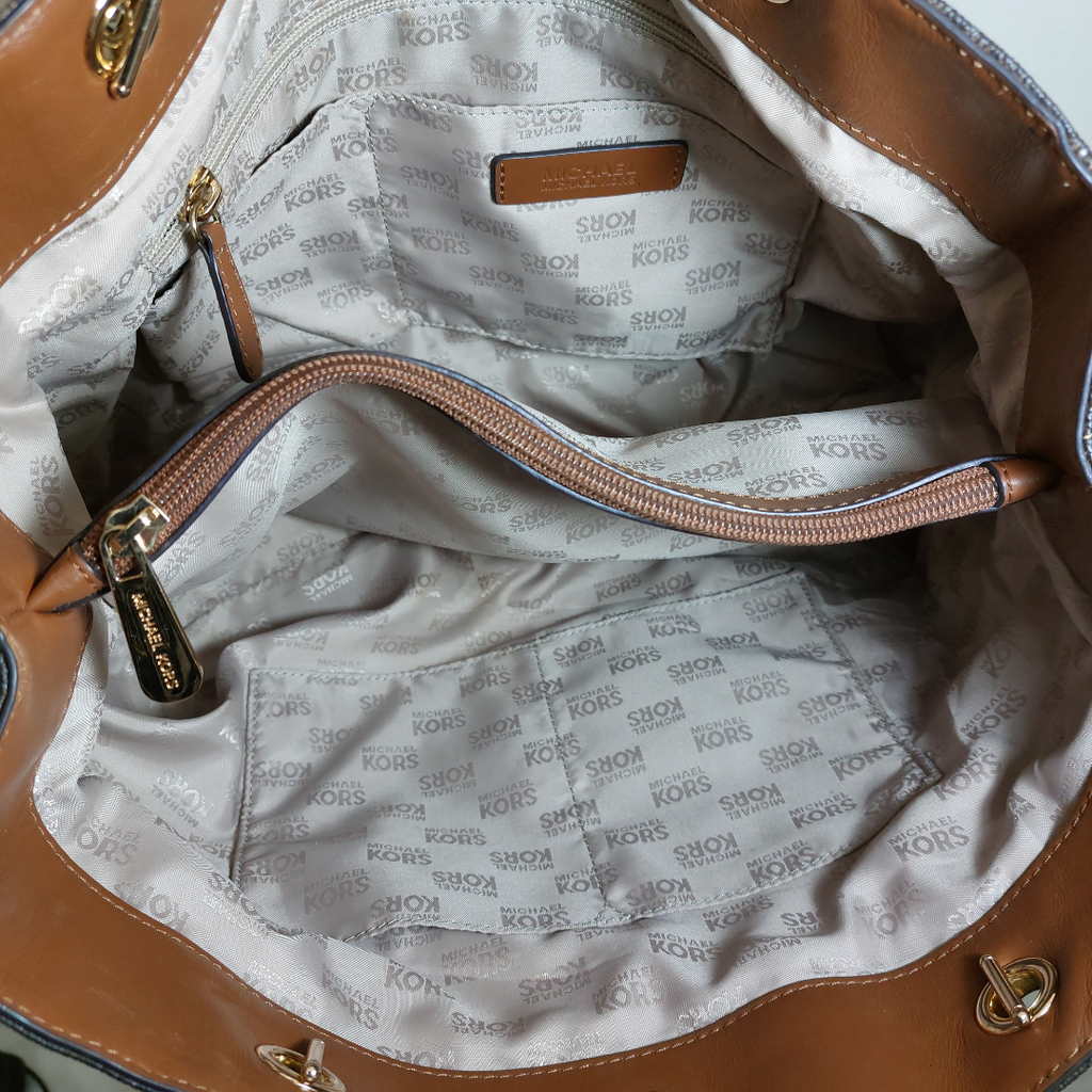 Michael Kors Brown Signature Monogram Large Shoulder Bag | Pre Loved |