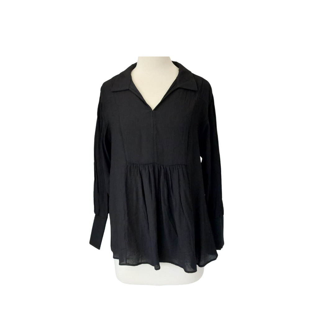 ZARA Black Textured Collared Shirt | Brand New |