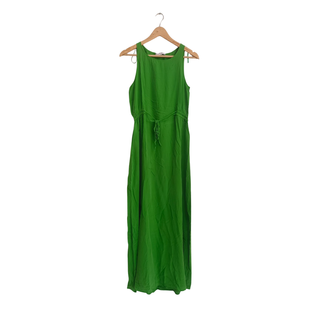 Mango Parrot Green Sleeveless Waist Tie up Dress | Pre Loved |