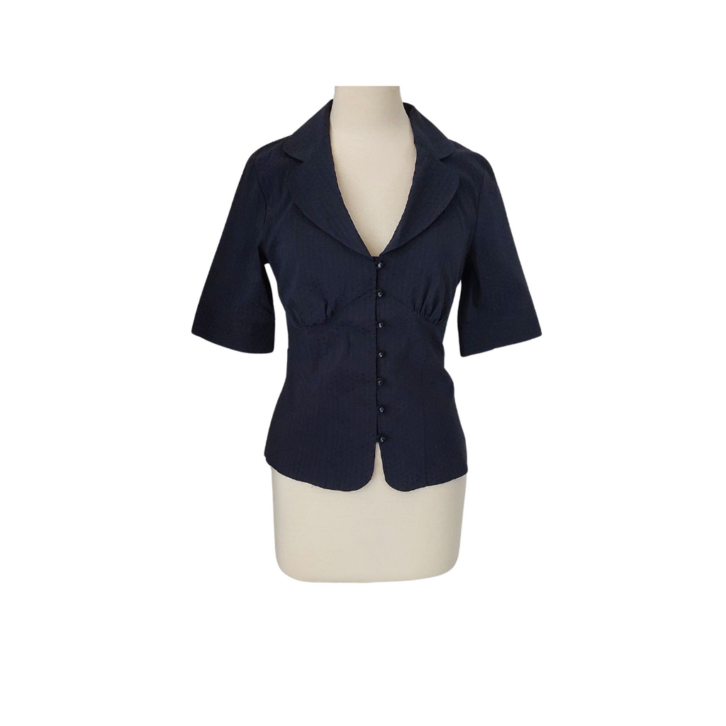 NEXT Navy Peter Pan Collar Short-sleeves Shirt | Gently Used |