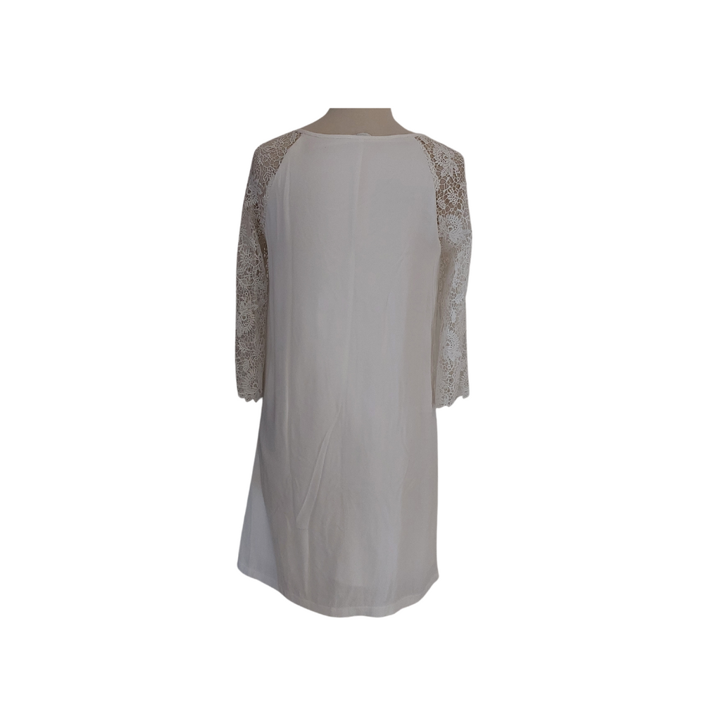 Promod White Lace-Sleeves Midi Dress | Pre Loved |