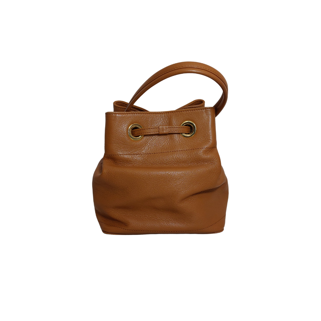 Jafferjees Tan Soft Leather Small Bucket Bag | Pre Loved |
