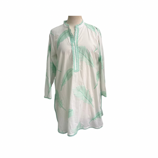 Sanam C White And Mint Green Leaf Print Outfit (3 Piece) | Gently Used |