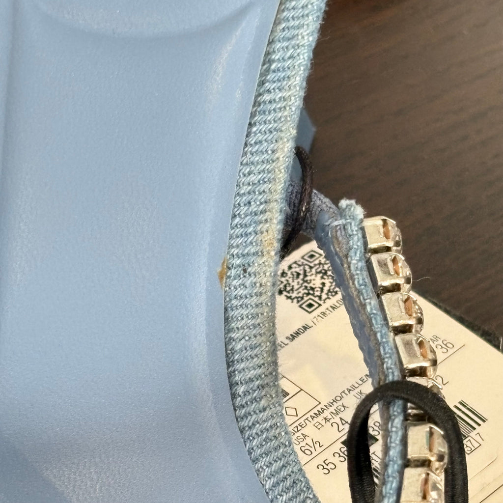 ZARA Blue Rhinestones & Denim Sandals | Brand New |