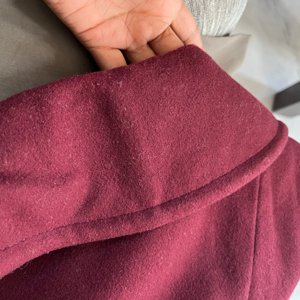 Michael Kors Maroon Long Mixed Wool Coat | Pre Loved |