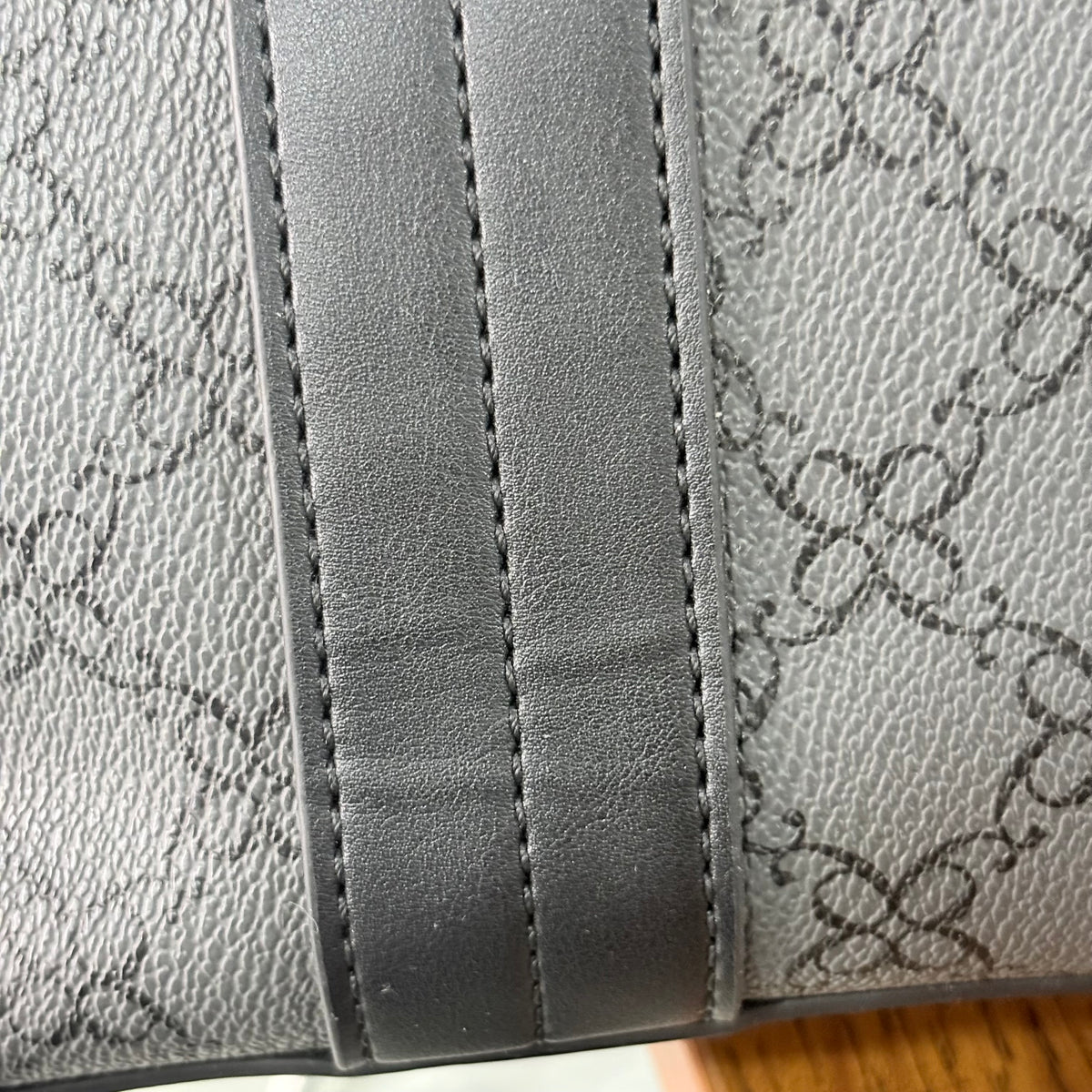 Nine West Grey And Black Lior Monogram Tote Bag | Gently Used |