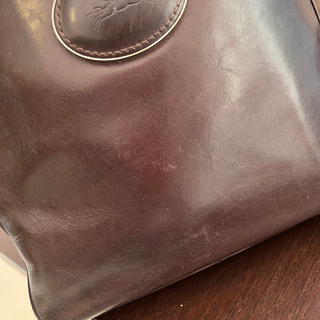 Longchamp Dark Brown Leather Crossbody Bag | Pre Loved |