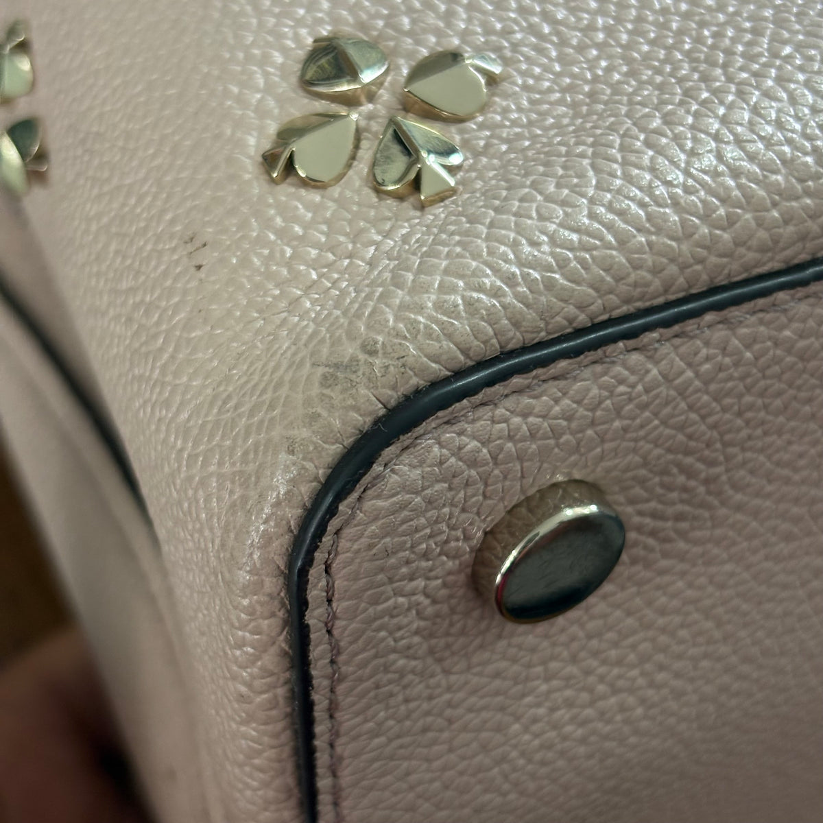 Kate Spade Pale Vellum Margaux Spade Stud Medium Satchel Bag | Pre Loved |