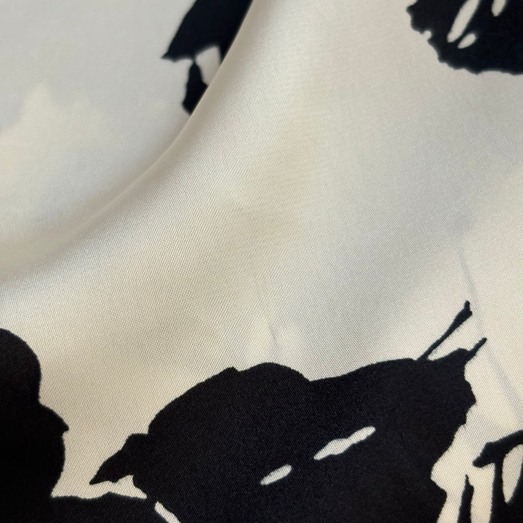 ZARA Black & White Floral Printed Satin Collared Button Down Shirt | Pre Loved |